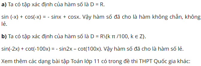 Bài tập hàm số lượng giác 11