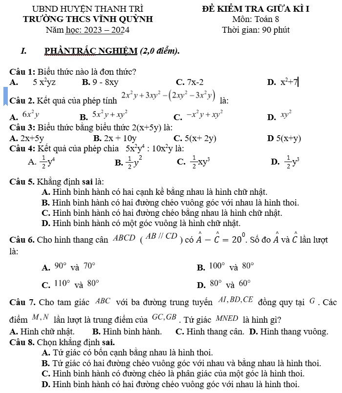 cac dang toan lop 8 hoc ki 1 co loi giai