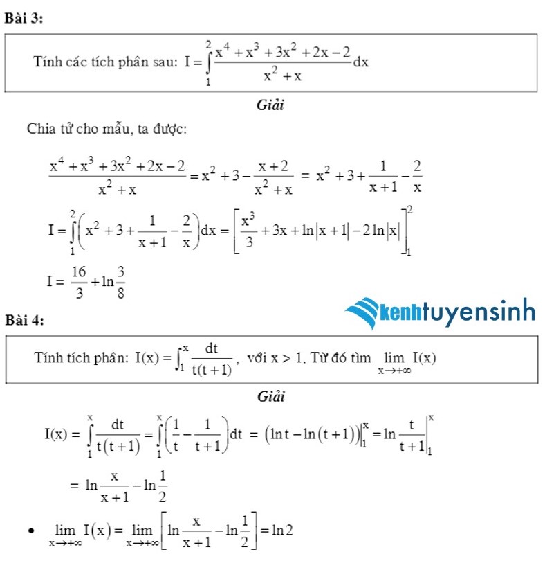 cách tính tích phân 12