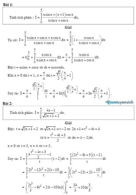 bài tập tích phân đổi biến số