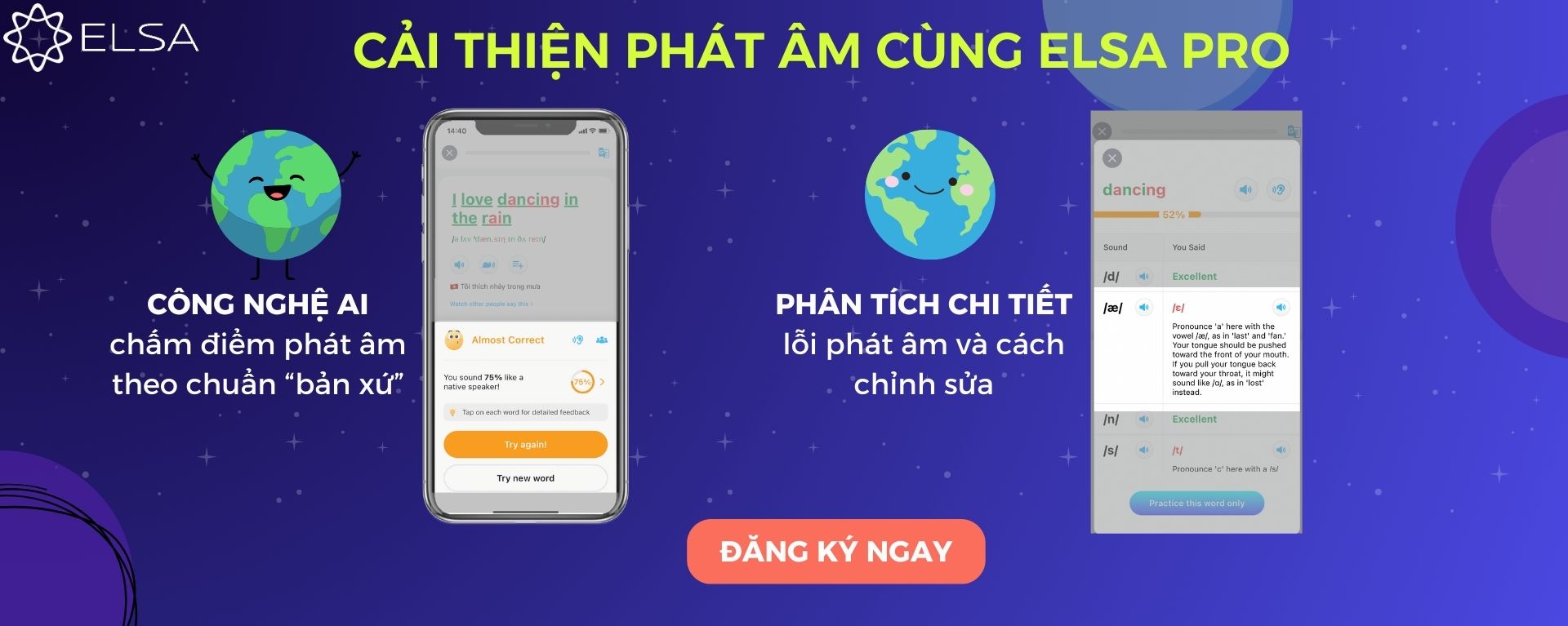 Luyện tập cách phát âm e cùng ELSA Speak