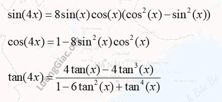 Công thức cho sin(4x), cos(4x), tan(4x)