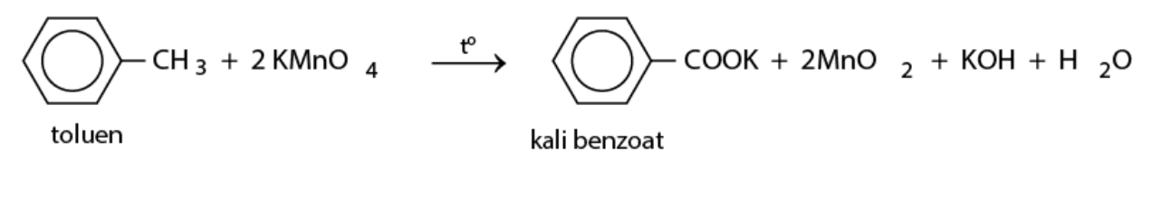 toluen phản ứng với KMnO4 trong điều kiện nhiệt độ - benzen