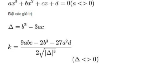 Công thức nghiệm phương trình bậc ba trong trường hợp Delta >= 0