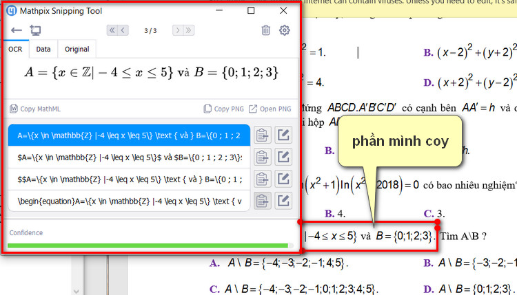 copy công thức toán học sang Word