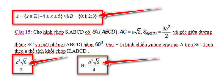 kết quả công thức toán