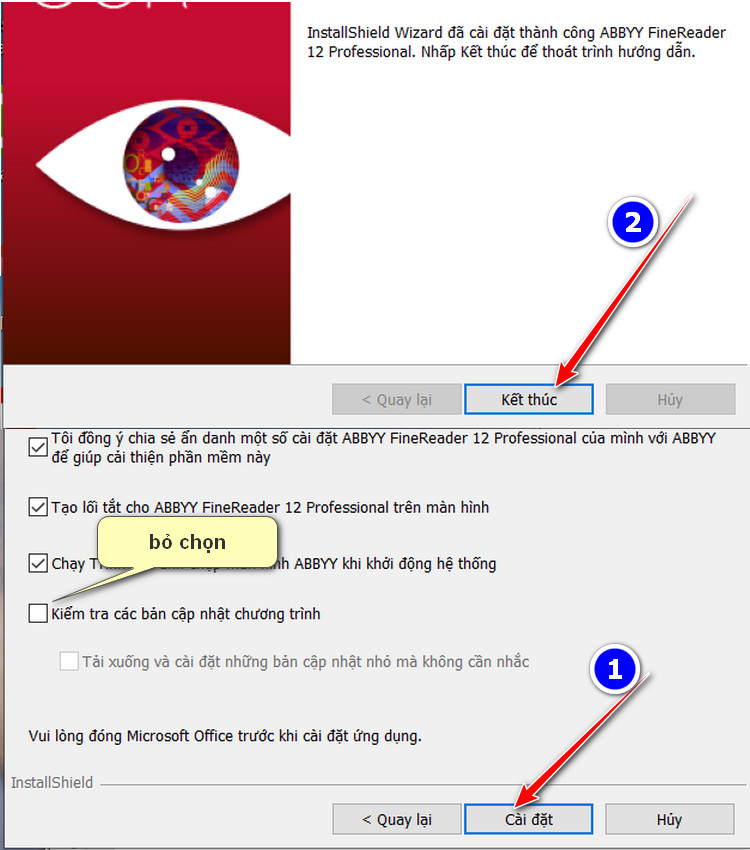 hoàn tất cài đặt
