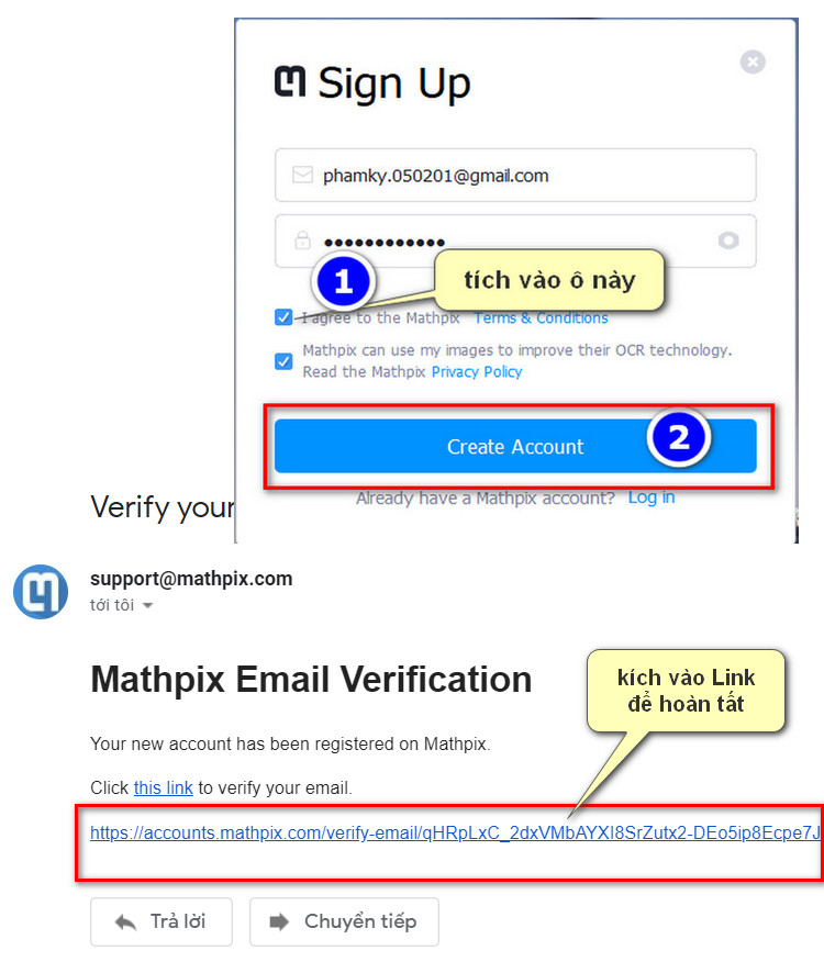 tạo tài khoản Mathpix