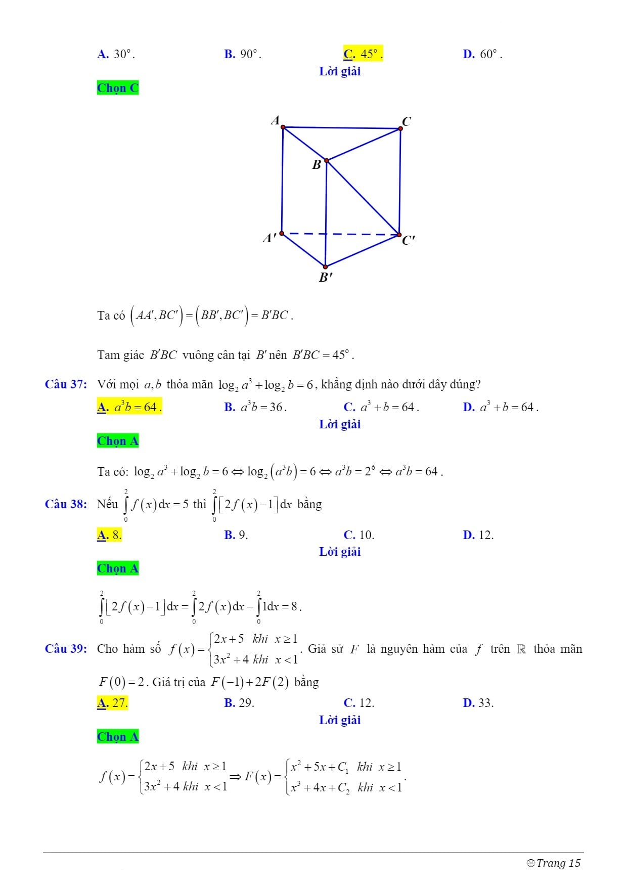 đáp án đề thi thpt quốc gia 2021 môn toán 1