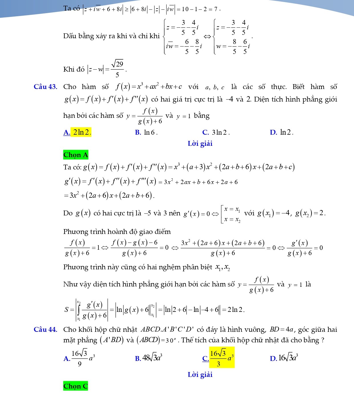 Đáp án đề thi thpt quốc gia 2021 môn toán mã đề 102