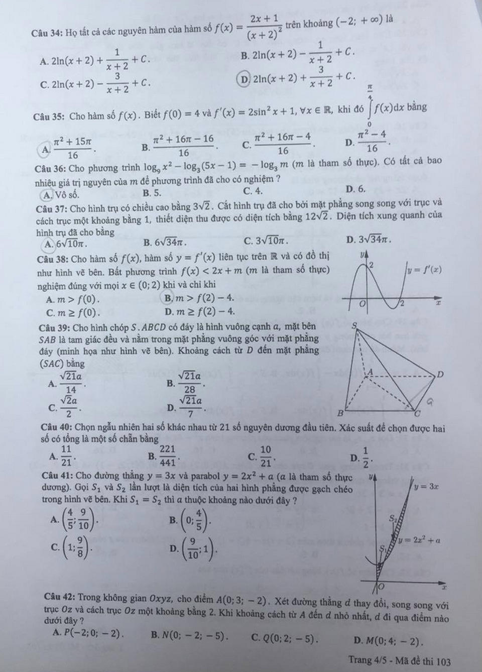 Nóng: Đề thi môn Toán THPT quốc gia 2019 - 4