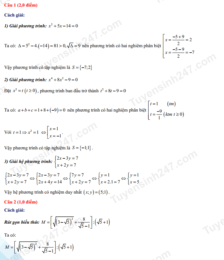 Đáp án đề thi môn Toán kỳ thi tuyển sinh lớp 10 tỉnh Đồng Nai năm 2022 - Ảnh 1