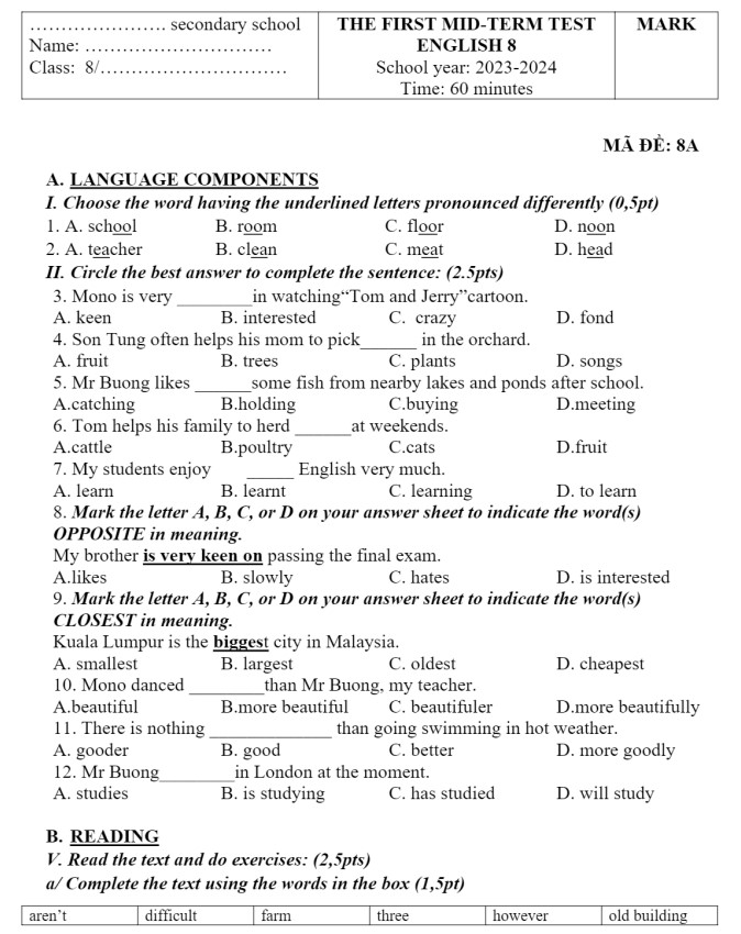 de toan lop 8 giua hoc ki 2