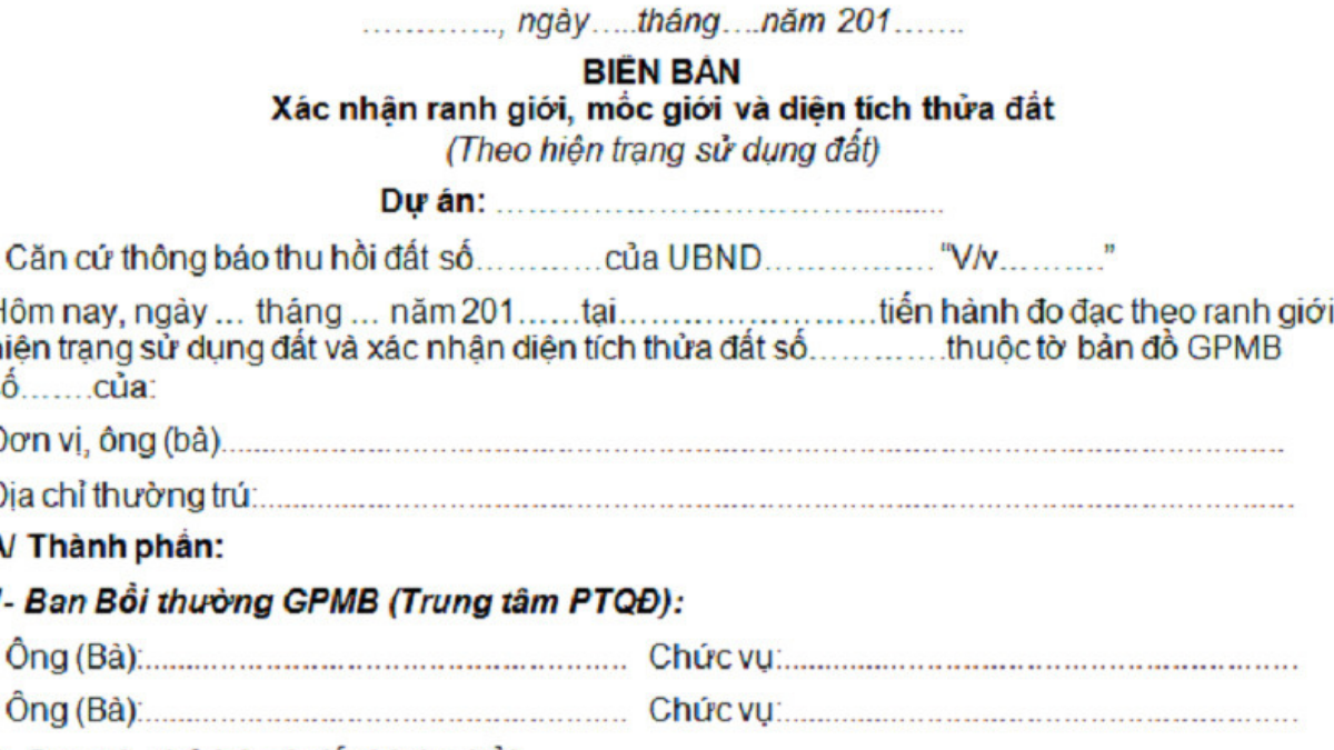 Mẫu đơn xác định ranh giới thửa đất