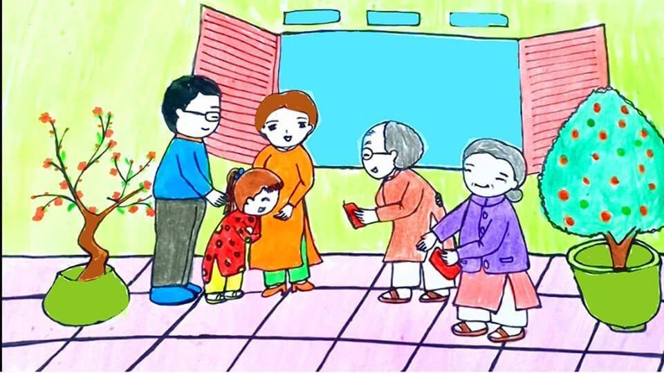 10 cách vẽ tranh đề tài ngày Tết lễ hội và mùa xuân đơn giản nhất | Ý tưởng  vẽ, Lễ hội, Tượng