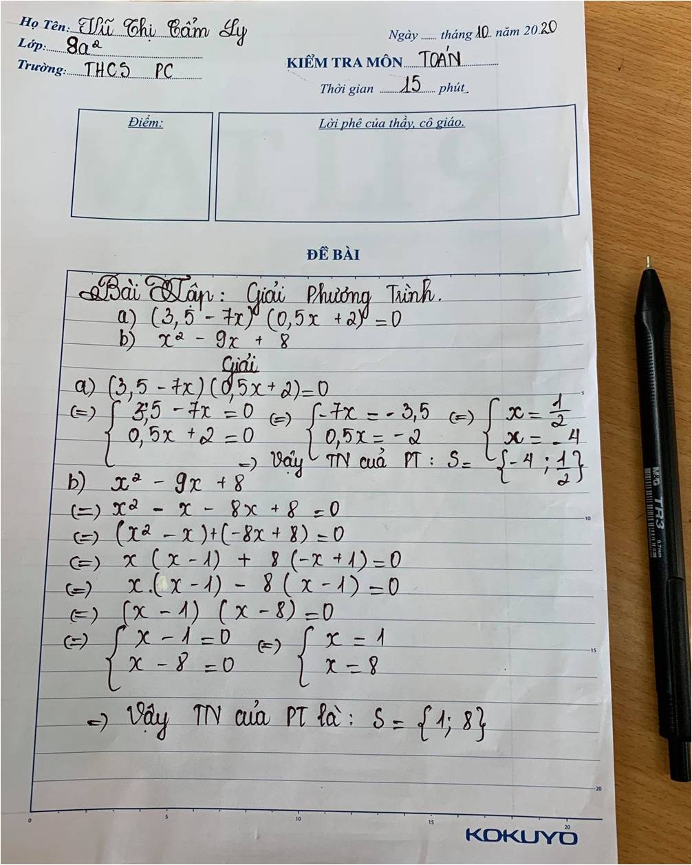 giai phuong trinh nang cao lop 8