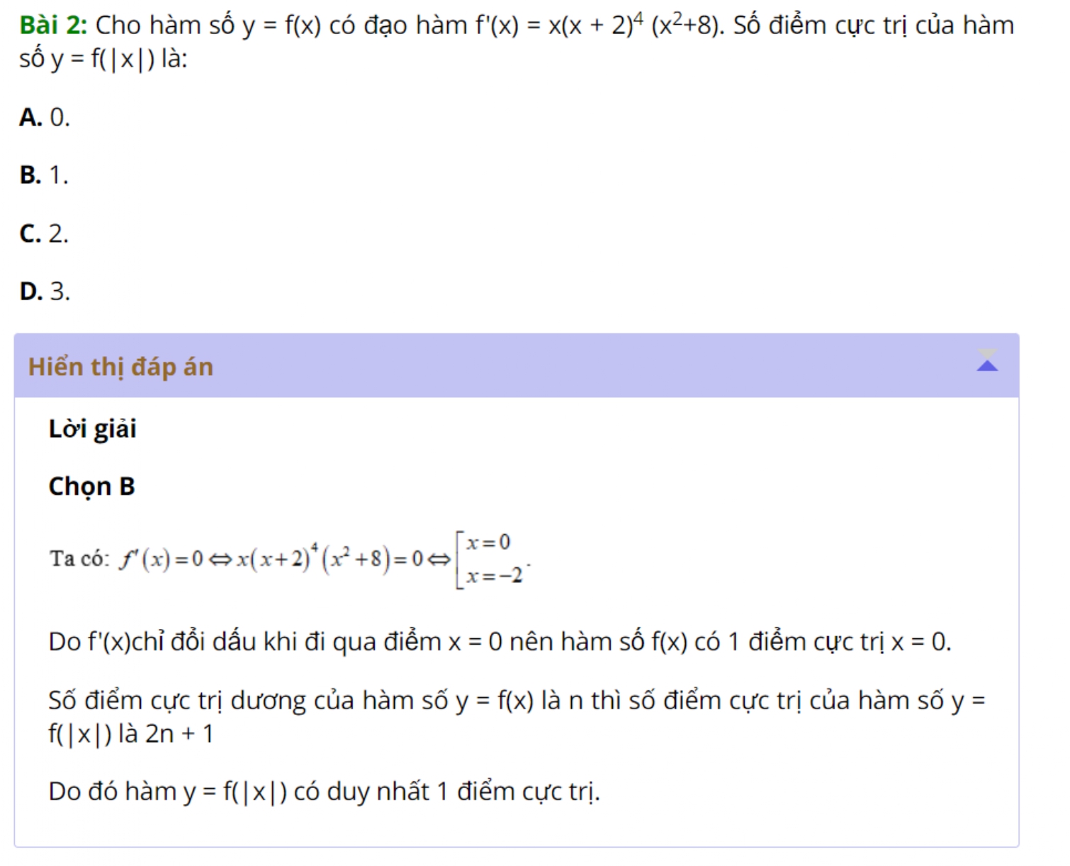 Cực trị hàm trị tuyệt đối (bài 2)
