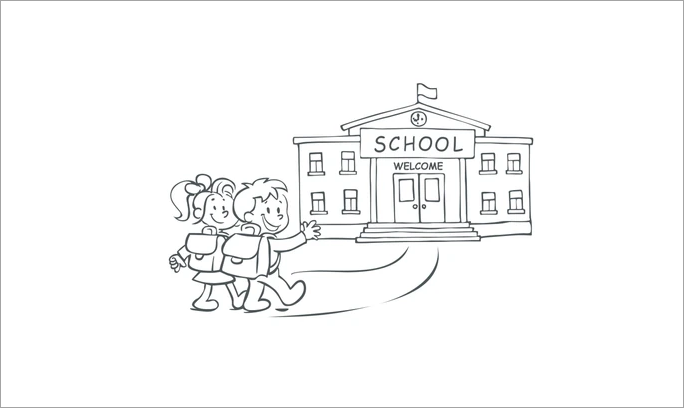 Tranh tô màu chủ đề ngôi trường