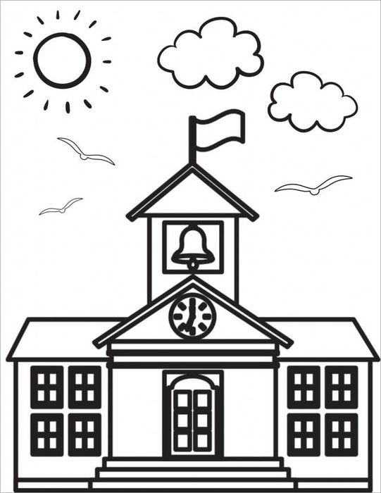 Tranh tô màu chủ đề ngôi trường