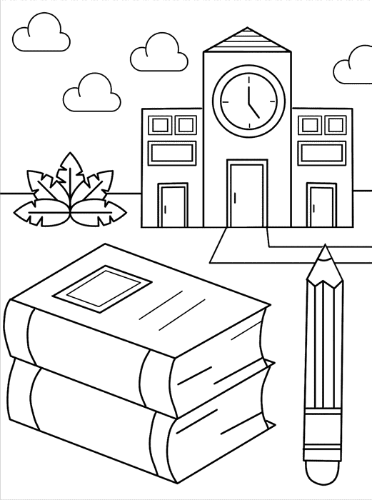 Tranh tô màu chủ đề ngôi trường