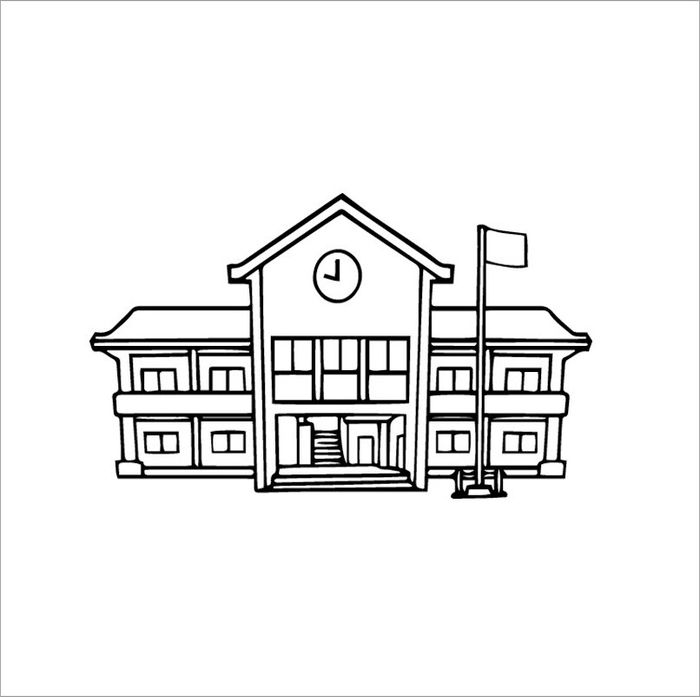 Tranh tô màu chủ đề ngôi trường