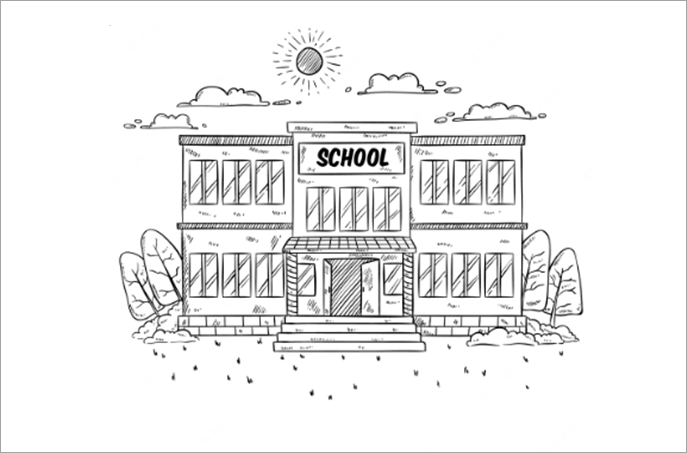 Tranh tô màu chủ đề ngôi trường