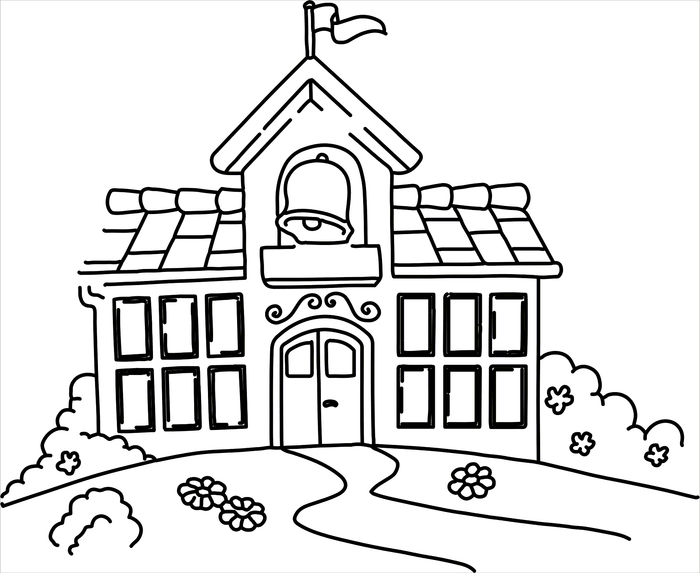 Tranh tô màu chủ đề ngôi trường