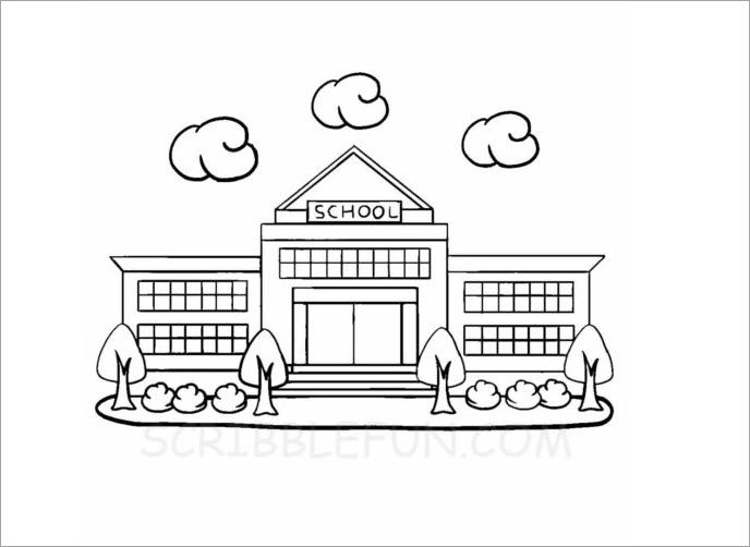 Tranh tô màu chủ đề ngôi trường