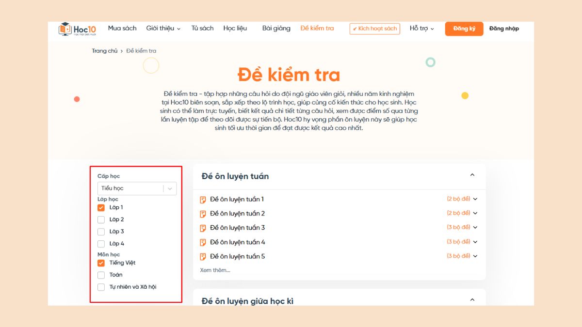 Cách sử dụng Hoc10 cho học sinh bước 2