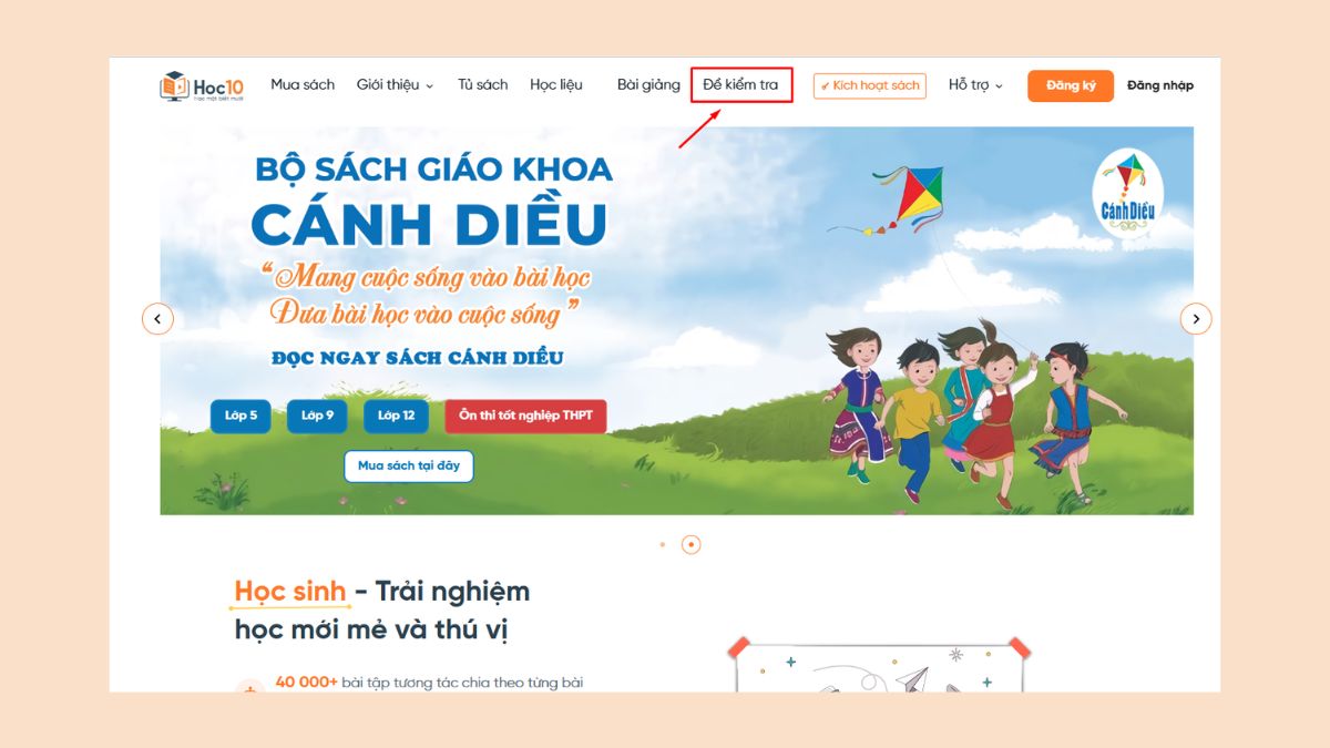 Cách luyện thi trên hoc10 bước 1