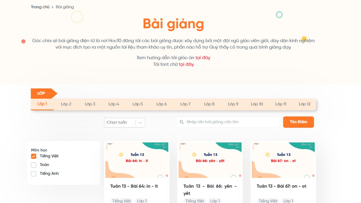 Các tính năng hay của Hoc10.vn