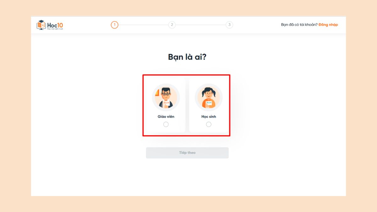 Hướng dẫn đăng ký Hoc10.vn bước 2