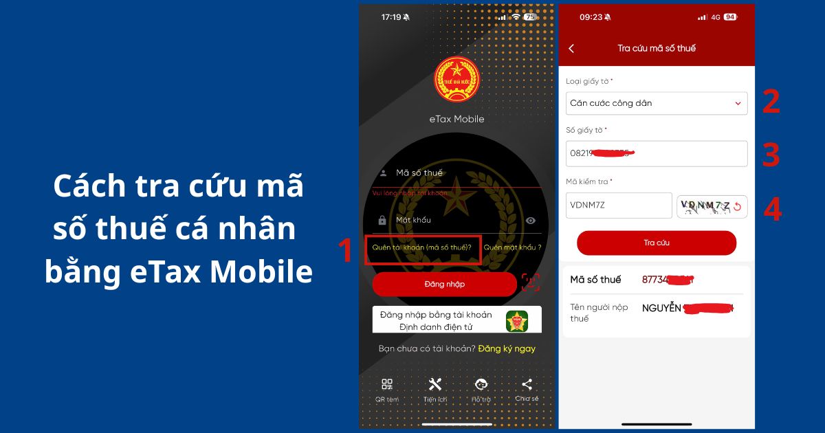 Tra cứu mst cá nhân trên ứng dụng eTax Mobile