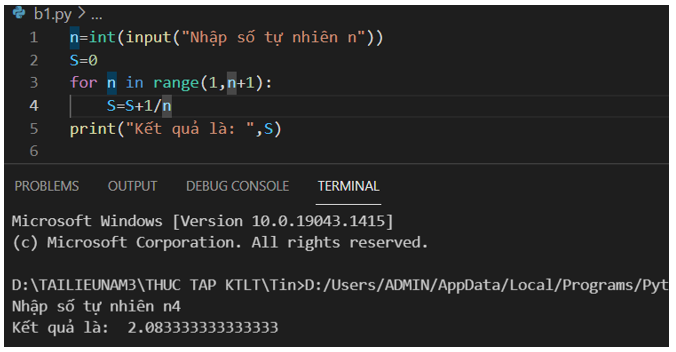 Viết chương trình nhập từ bàn phím số tự nhiên n và in ra kết quả