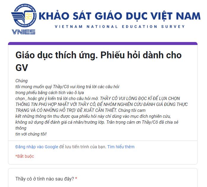 Phiếu khảo sát giáo dục Việt Nam