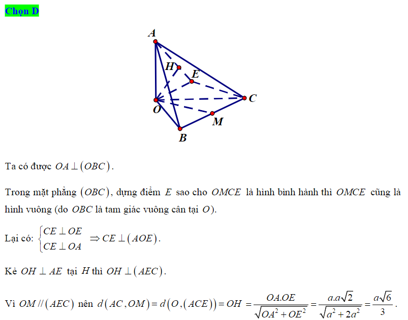 Rightarrow DM // BC Rightarrow DM // (SBC) Rightarrow d(DM,SB) = d(DM,(SBC)) = d(M,(SBC))