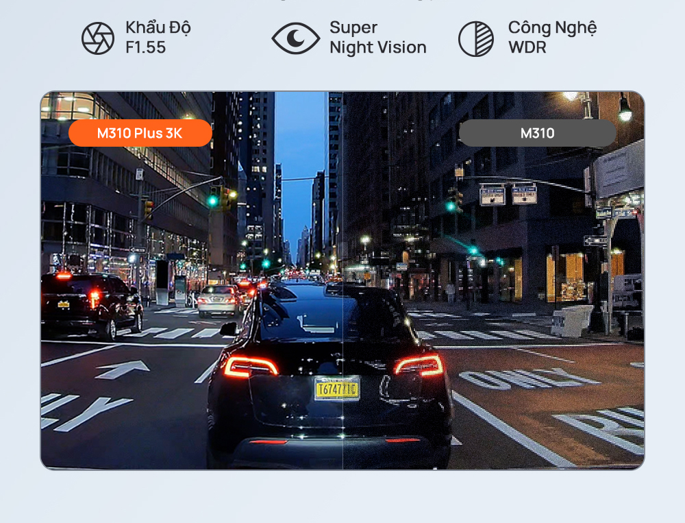 camera hành trình 70mai m310 plus ghi hình 3k - ghi hình ngày đêm cực nét