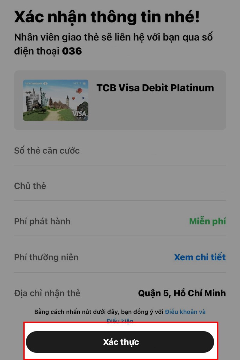 Mở thẻ Techcombank online bước 6