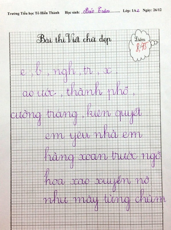 Bài thi viết chữ đẹp