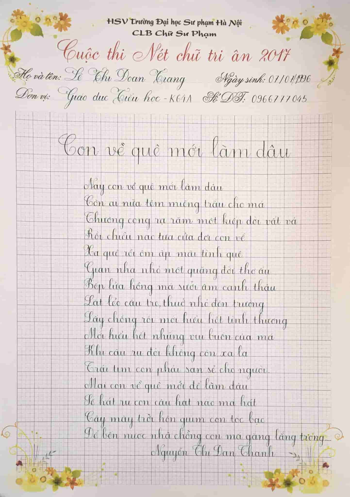 Bài viết chữ đẹp mẫu