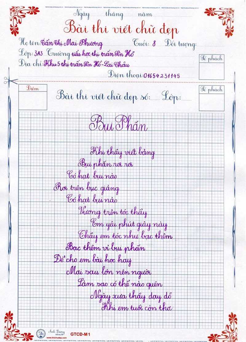 Mẫu luyện viết chữ đẹp