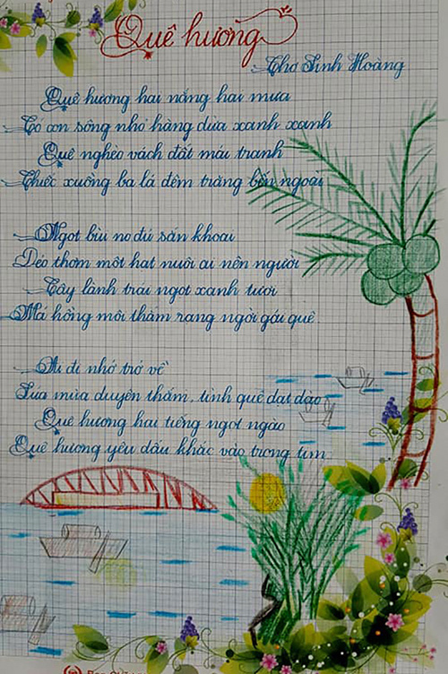 Mẫu bài thi viết chữ đẹp lớp 6 có trang trí sáng tạo