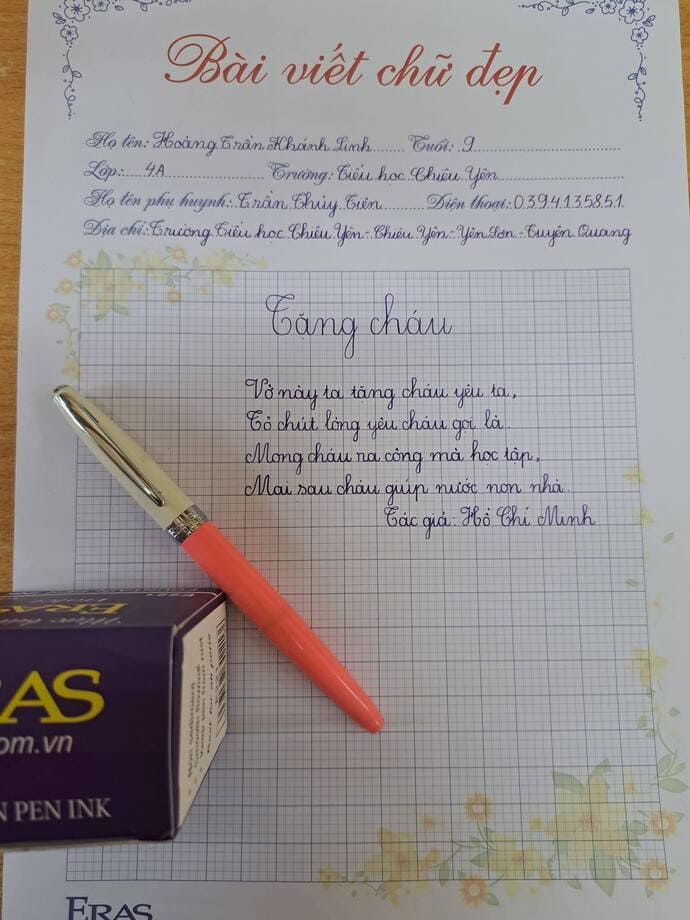 Mẫu bài thi viết chữ đẹp lớp 3
