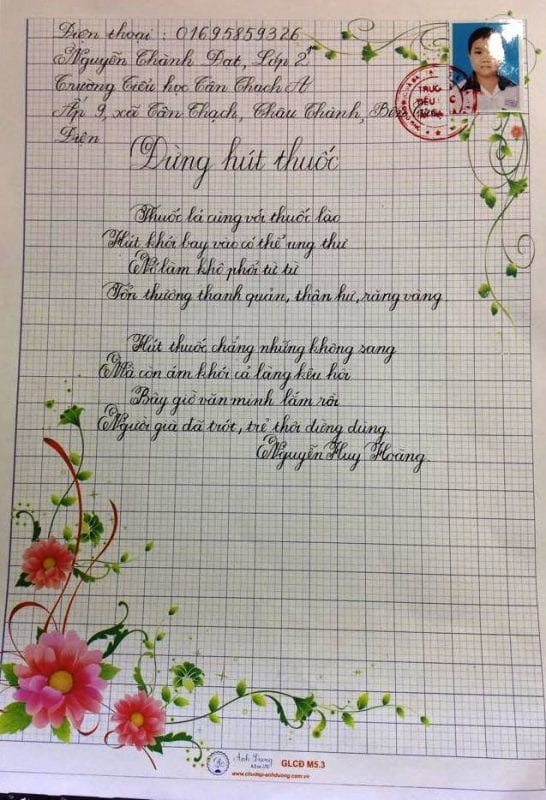 Bài dự thi viết chữ đẹp