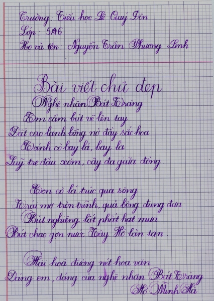 Mẫu bài thi viết chữ đẹp