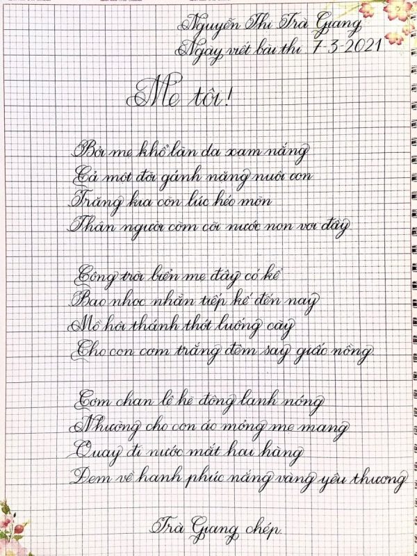 Bài dự thi viết chữ đẹp đạt giải nhất quốc gia