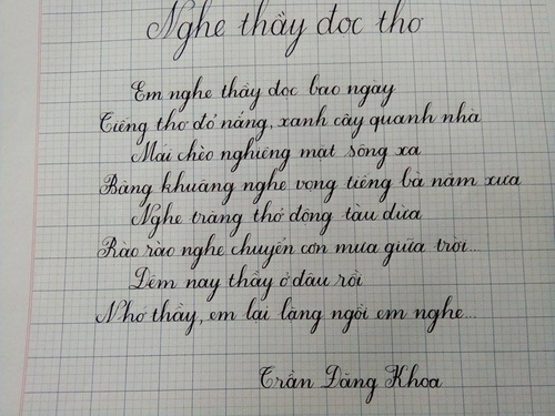 Mẫu bài thi viết chữ đẹp đạt giải nhất