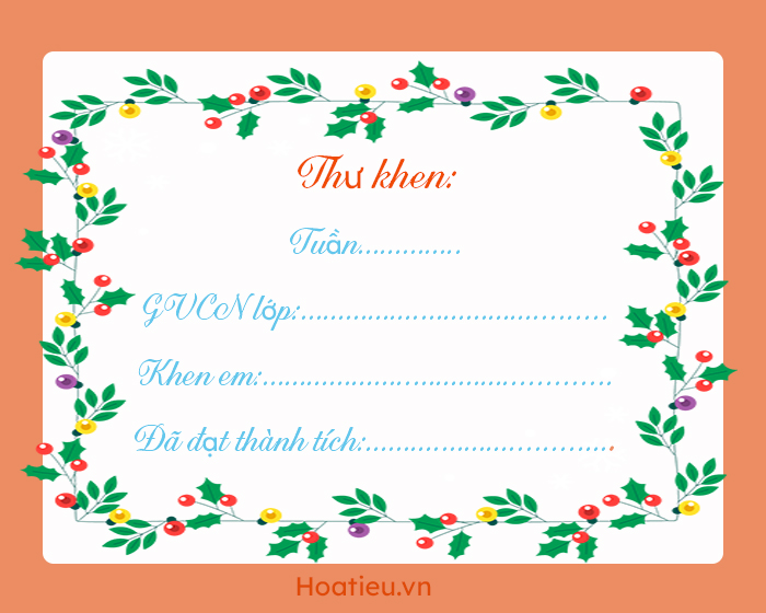 Thư khen học sinh tiểu học đẹp nhất