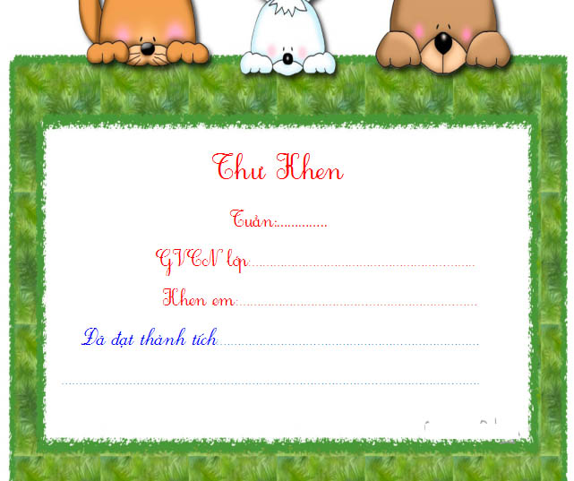 Mẫu thư khen học sinh