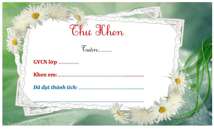 Mẫu thư khen học sinh